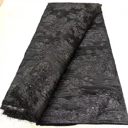 2024 black High Quality Nigerian Jacquard Lace Fabric African Brocade Lace Fabric For Sewing Women Wedding Party Dresses,5 Yards