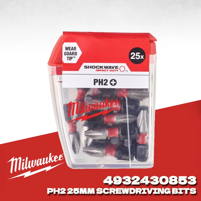 Milwaukee 4932430853 SHOCKWAVE PH2 Impact Screwdriver Bits 25mm 1/4 Inch Hex Shank Anti-break…