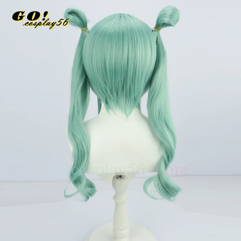 Vtuber Miku Cosplay Wig Green Long Curly Ponytails Heat Resistant Short Hair Virtual Idol Youtuber Role Play Twin Pigtails