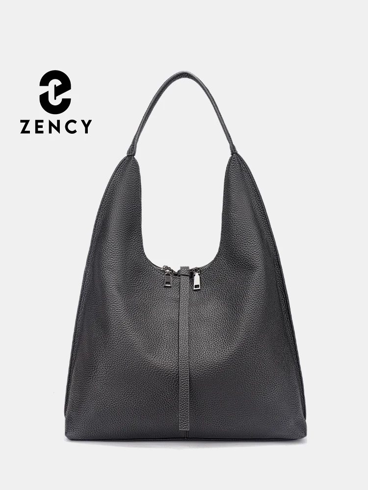 

Zency Genuine Leather Female Shoulder Hobo Bag Large Capacity Cow Leather Shopping Bag Tote for Ladies 2025 Winter New Apricot