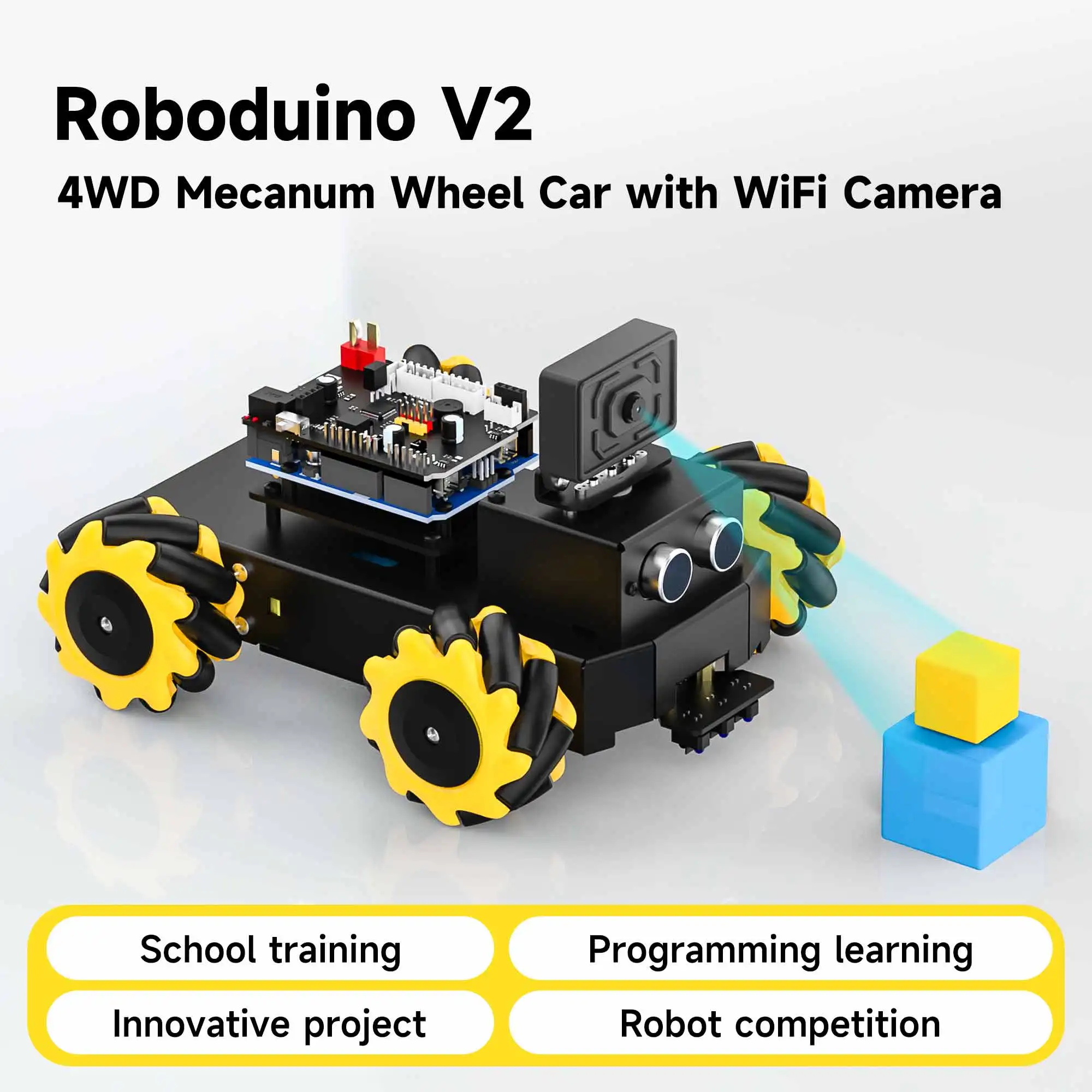 

Yahboom 4WD Roboduino V2 Robot Car Kit Mecanum Wheel With ESP32 WiFi Camera for Arduino UNO STEM Educational Toy DIY Project