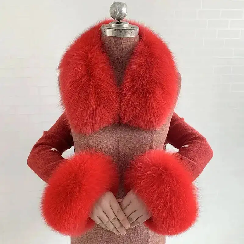 natural-color-fox-fur-square-collar-cuff-set-women's-winter-raccoon-fur-scarf-thick-warm-fashion-style-scarfs