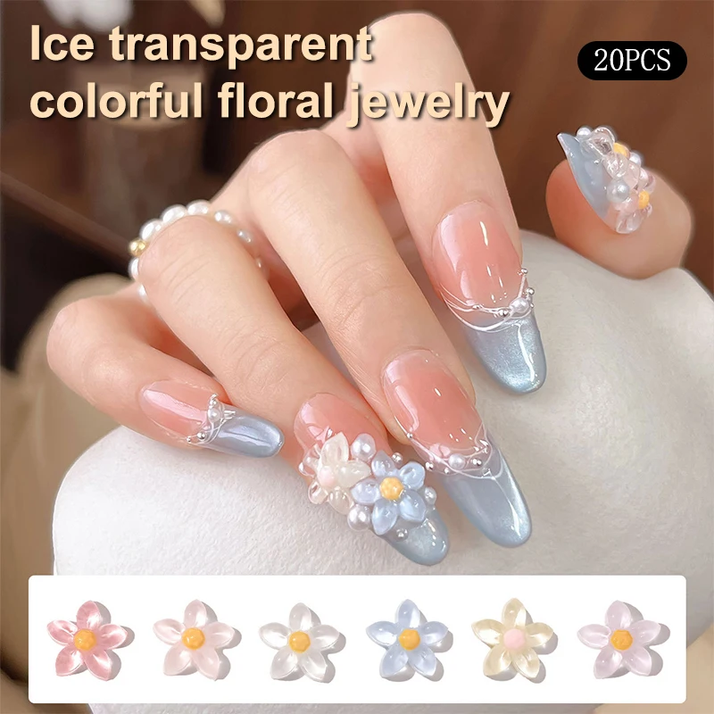 

20 шт. смоляные цветы пятилепестковые маленькие цветы украшения для дизайна ногтей Шарм маникюр Diy украшения для ногтей