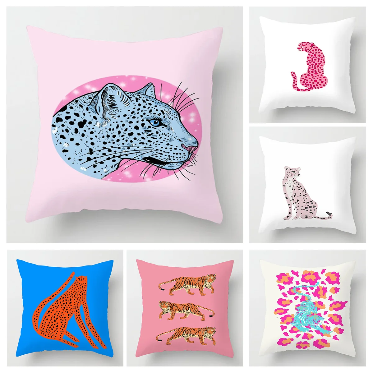 Geometric animal pattern pillow cover 18x 18 inch printed cushion cover machine washable home sofa decoration 45x45cm