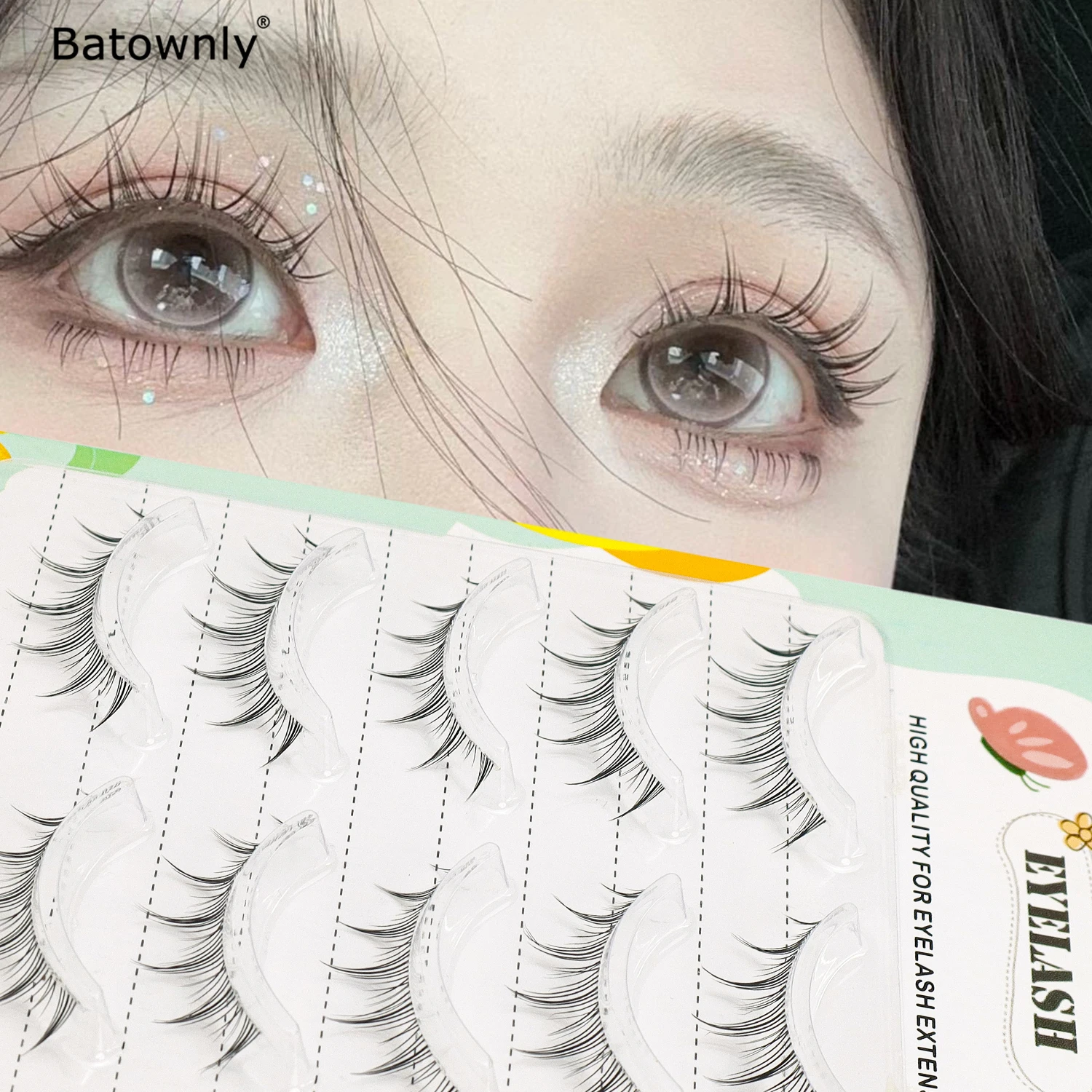 5 Pairs of Natural False Eyelashes in a Pack, Dog-Style Small Puppy Transparent Stem Strip Lashes, Manga Style, Comfortable, Soft, Cute Dog-Eye Look, Suitable for Daily Use