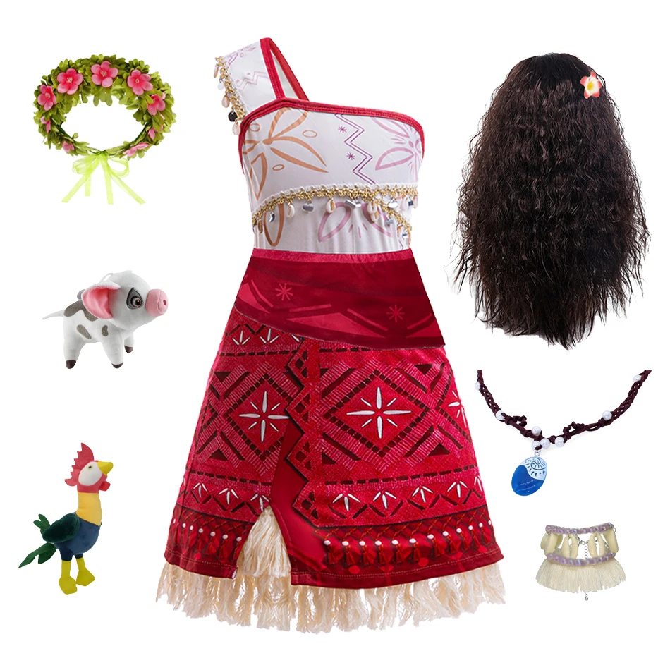 2pcs/Set Cartoon Princess Moana Costume for Girls Carnival Children's Role Play Makeup Ball Costume Kids Birthday Party Outfit