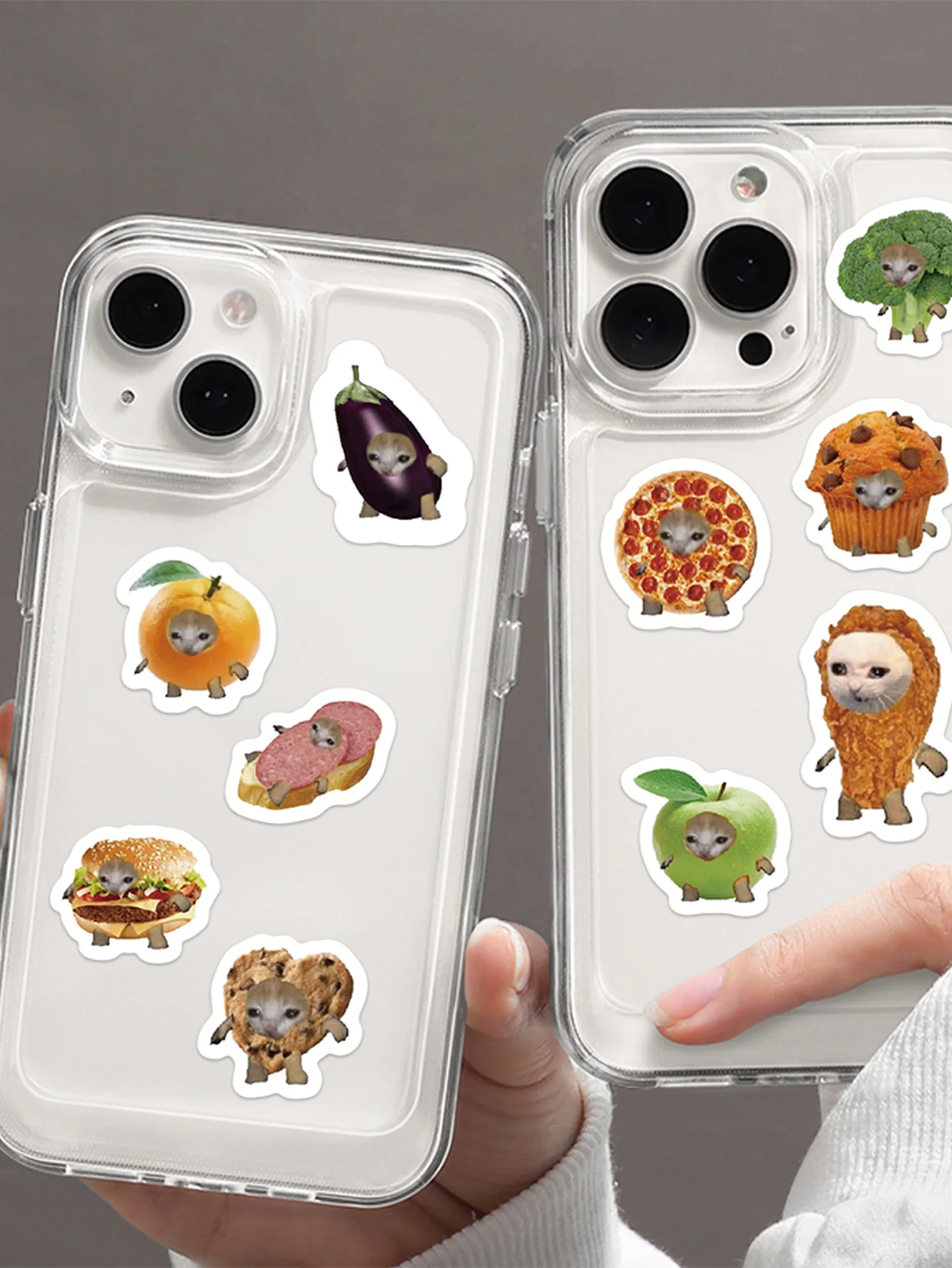 500개/롤 음식 고양이 머리 롤업 스티커 재미있고 장난스러운 낙서 스티커 DIY 노트북 스크랩북 헬멧 장식 스티커