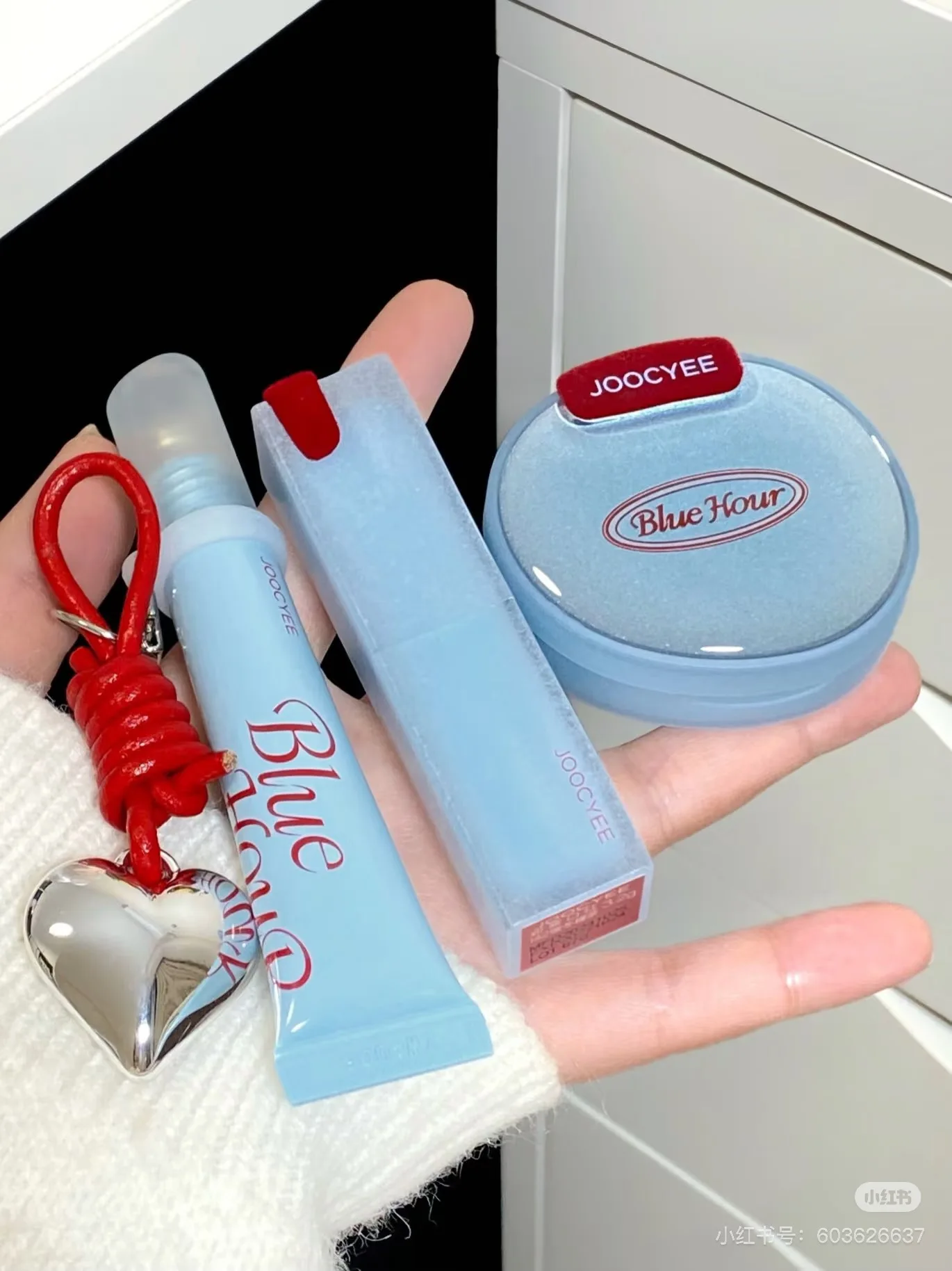 Joocyee Winter Blues Navidad maquillaje caja de regalo espejo labio esmalte mate lápiz labial rubor