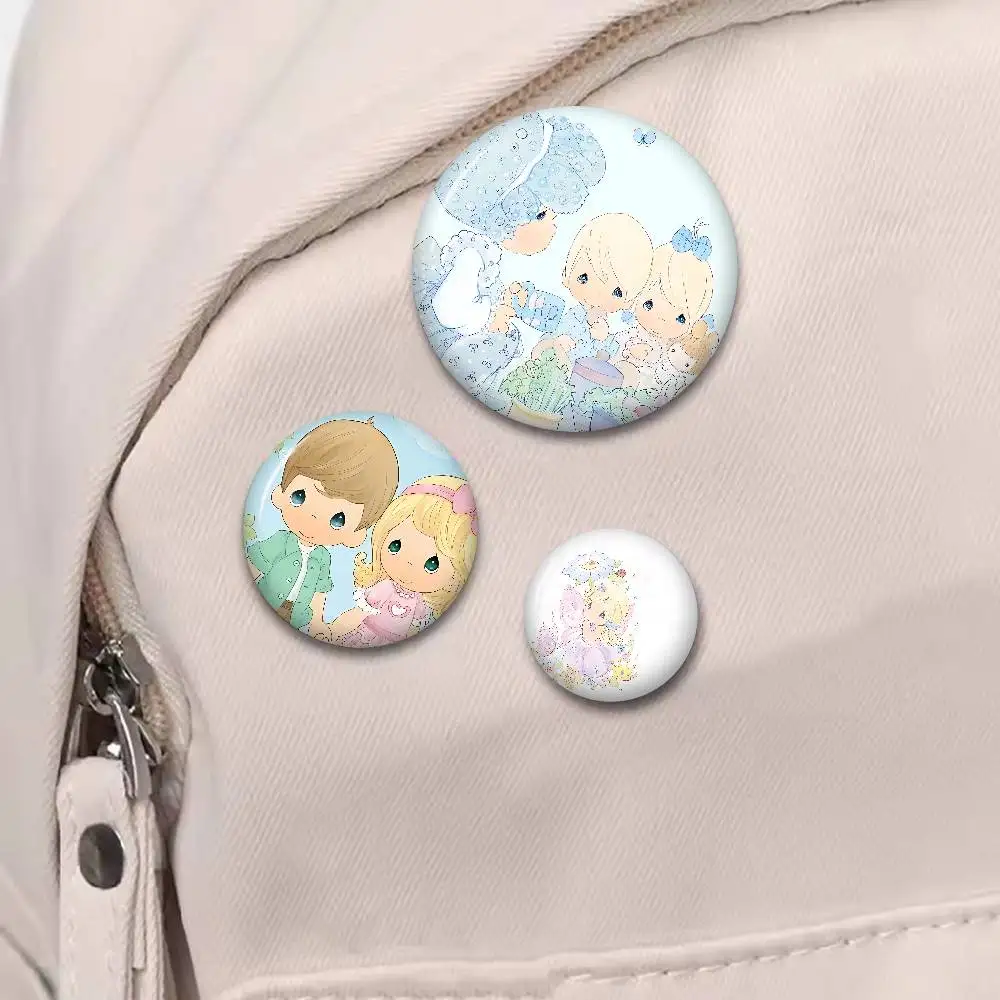 Precious Moments Cute Creative Pins Funny Faces Round Snap-in Brooch Badge Backpack Hat Accessories Jewelry Gifts