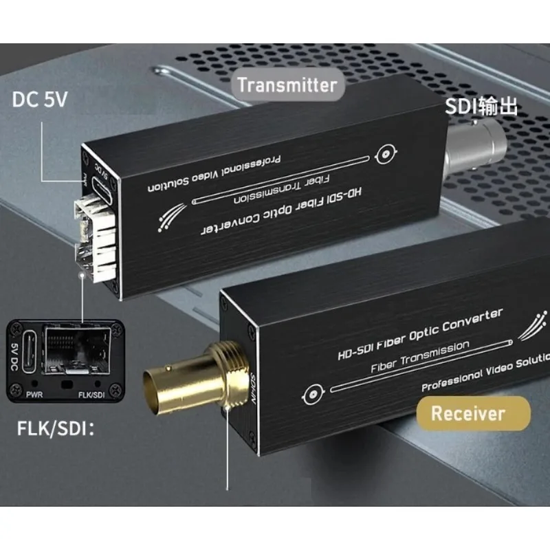 HD-SDI Fiber Extender 1080P 30HZ, HD Optical Transceiver Mini SDI Over Fiber Uncompressed Video Converter