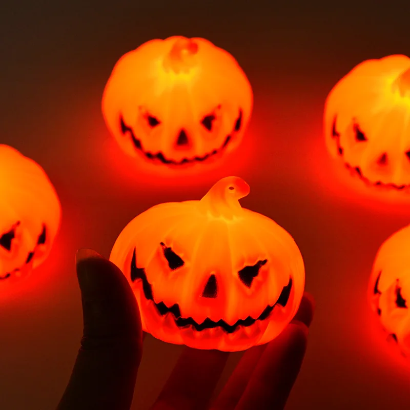 3Pcs Halloween LED Pumpkin Ghost Light Halloween Party Kids Favors Home Haunted House Horror Props Decor Desktop Ornament