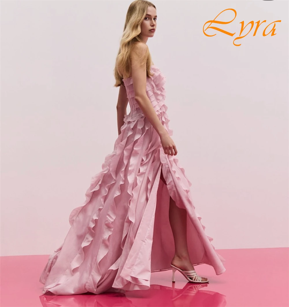 فستان سهرة مخصص رشيق من الساتان بدون حمالات على شكل حرف A، فساتين حفلة موسيقية رائعة بدون أكمام، فساتين مناسبة خاصة فاخرة