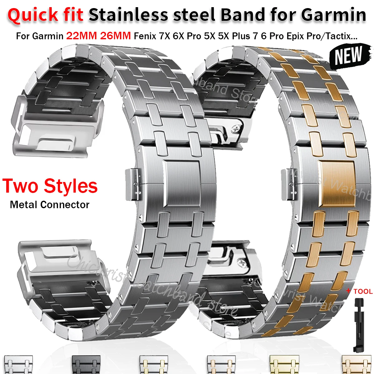 

22 26 мм Быстросъемный металлический ремешок для часов Garmin Fenix 8 E 47 мм 51 7 7X 6 6X 5X Plus 945 Браслет без зазора из нержавеющей стали Smartwatch