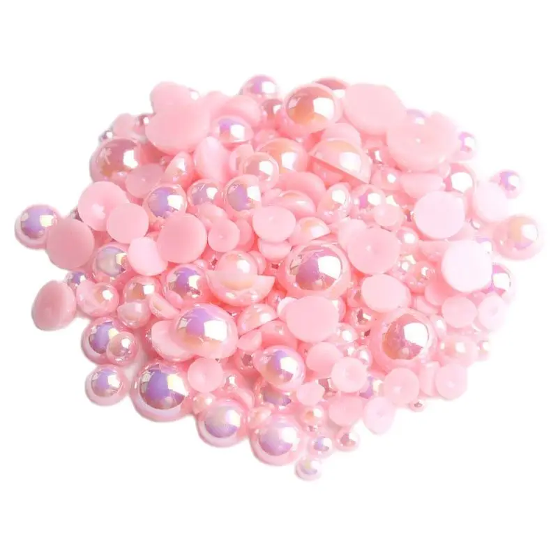 15 Colors 2-8mm ABS Plastic Pearl Beads About 15g/Batch Half Round Flat Back Pearls For Phone Case And DIY Manicure Accessories