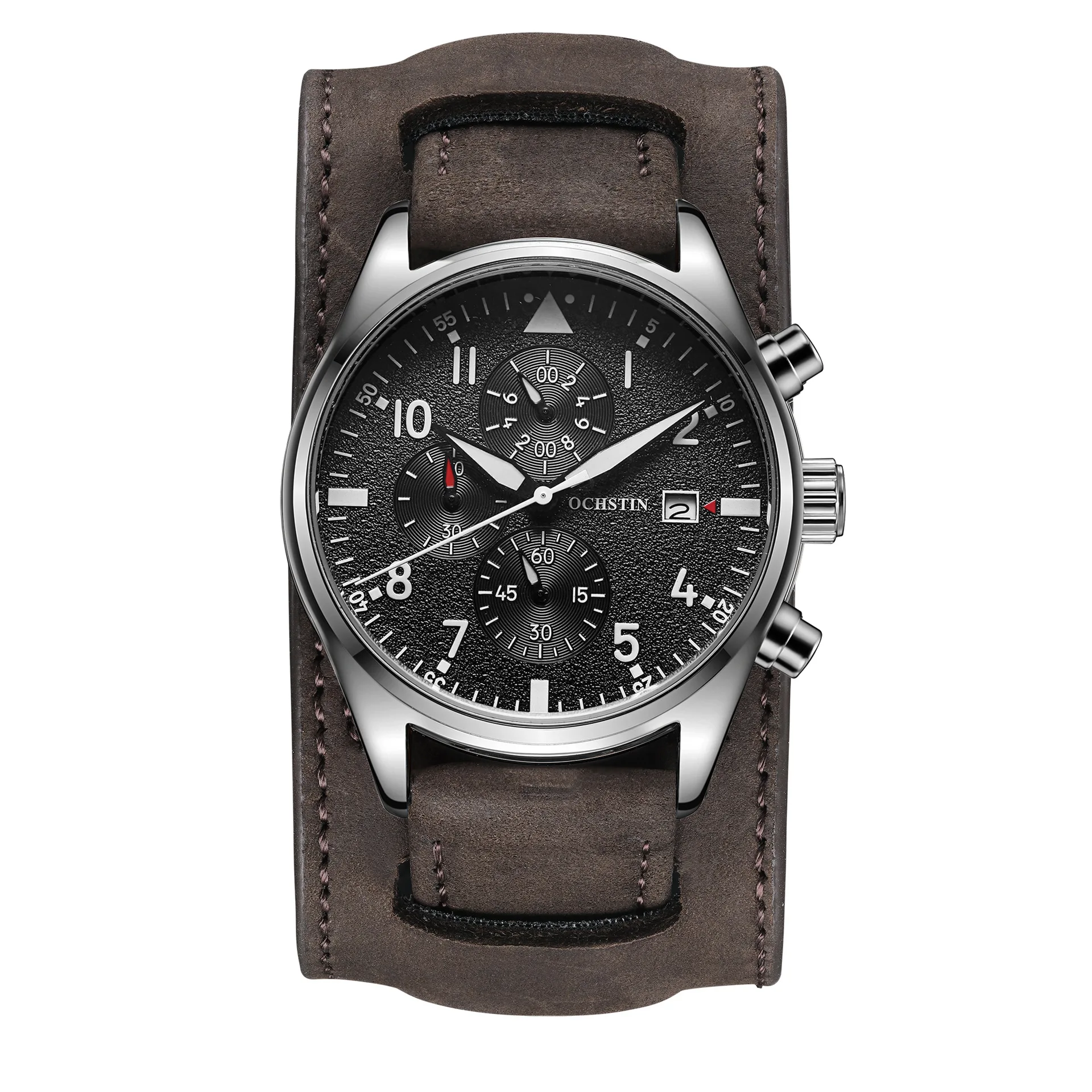 

OCHSTIN *Cross-border Sports Watch Casual Men's Watch Waterproof Leather Wristband Quartz Watch Multifunctional Luminous Watch