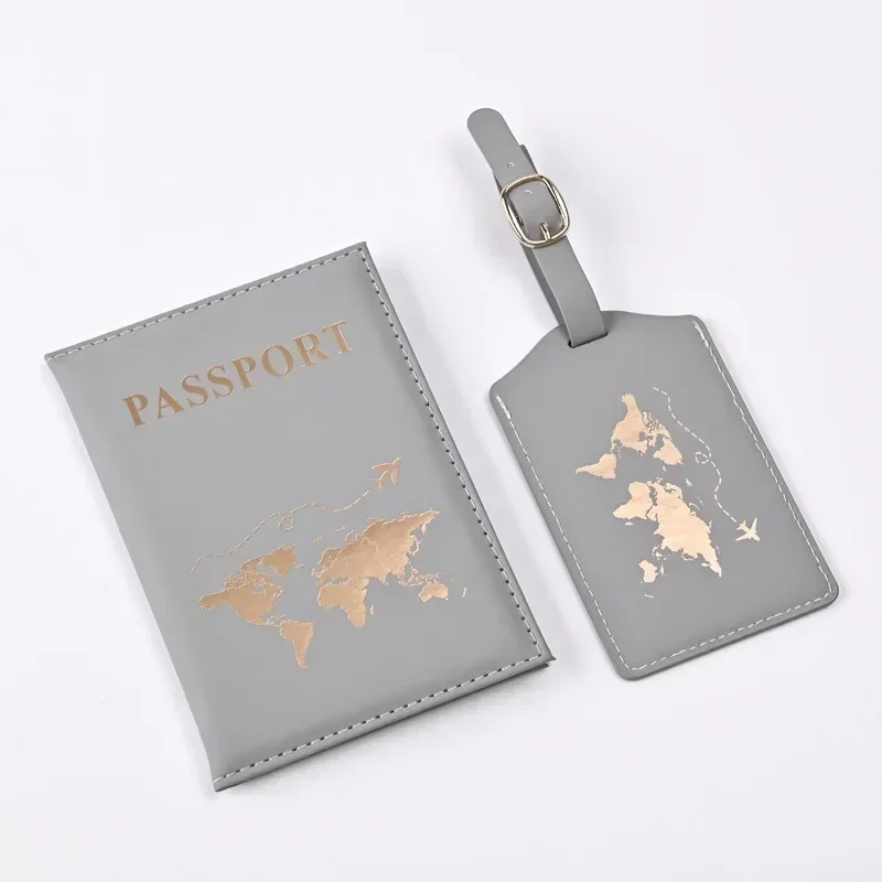 New Passport Cover Luggage Tag Set PU Leather Passport Protector Luggage Tags Passport Wallet ID Card Ticket Clip