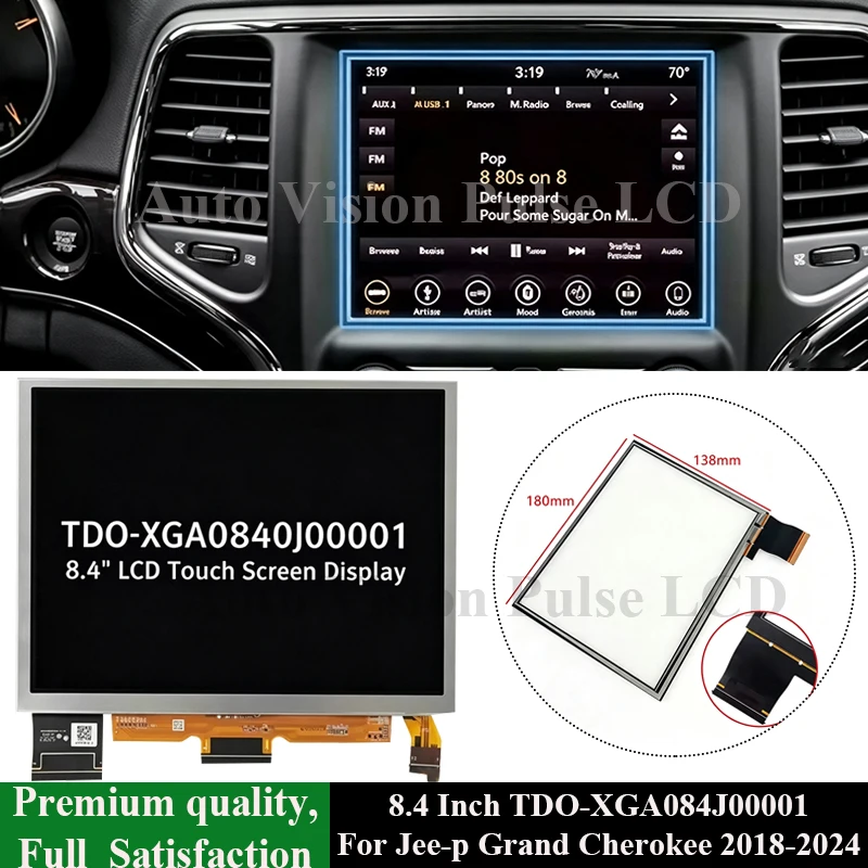 8.4 Inch TDO-XGA08400001 TDO-XGA084J00001 TDO-XGA084J00001-V5 LMB5J00001-V4BL-A LCD Touch Screen For 18-24 Jee-p Grand Cherokee