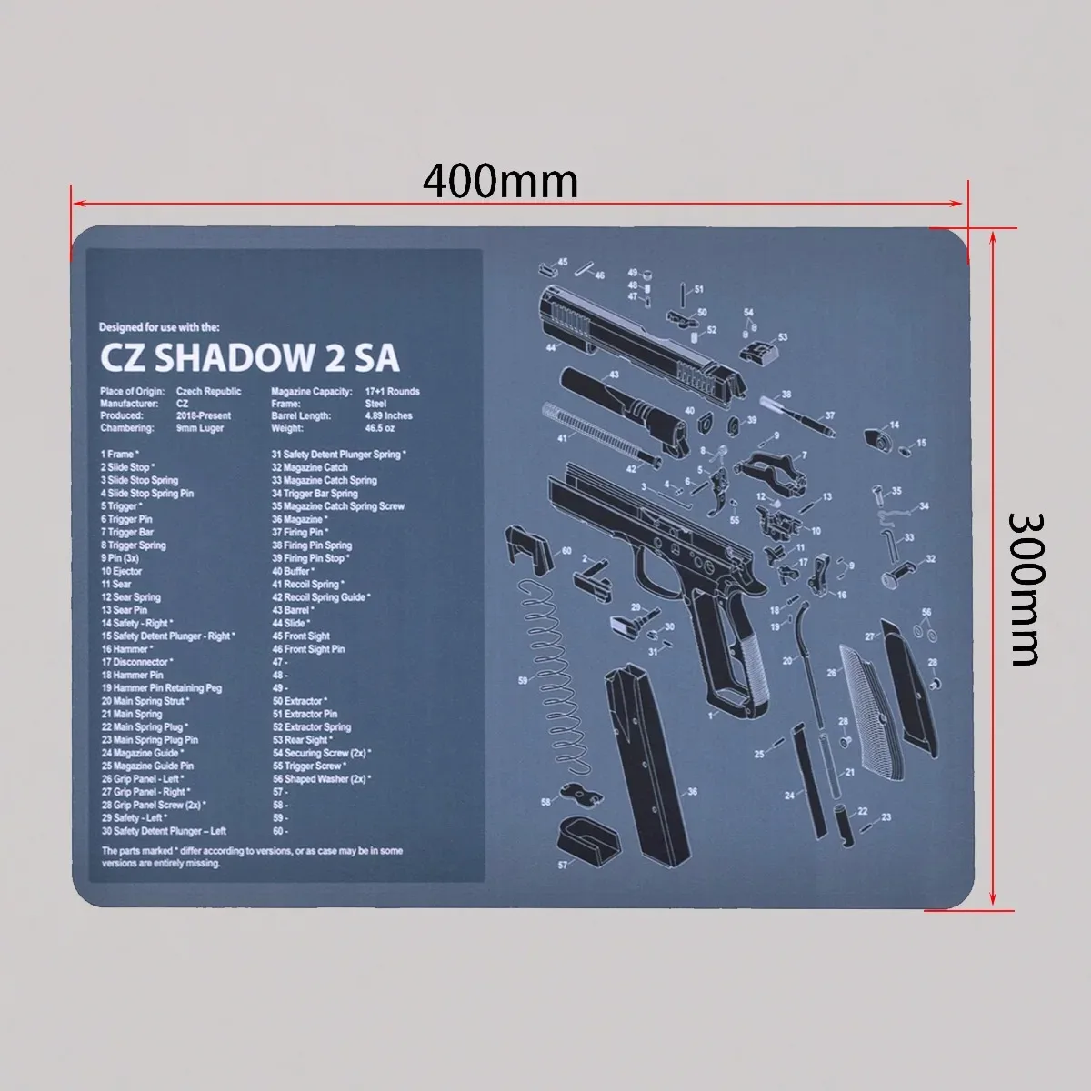 Gun Cleaning Rubber Mat with Instructions Armourist Bench Mat for CZ 75 gen5 Glcok Walther PPQ M&P SW MP CZ shadow 2 Airsoft view 6
