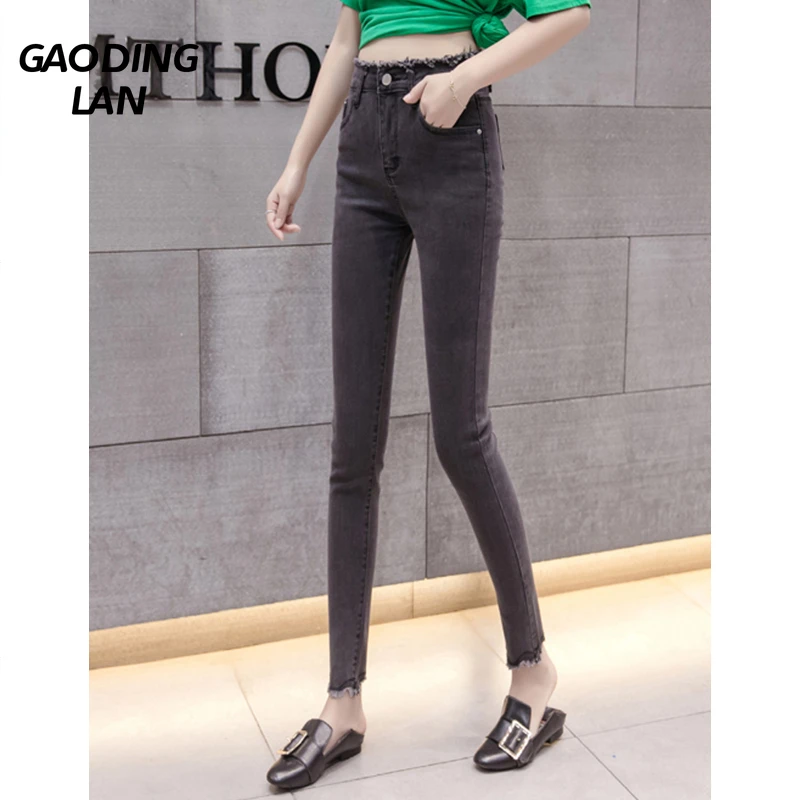 

GAODINGLAN Tight Fitting Jeans Women Slim Cropped Denim Pant Summer High Waist Skinny Pencil Trousers Versatile Large Size S-4XL