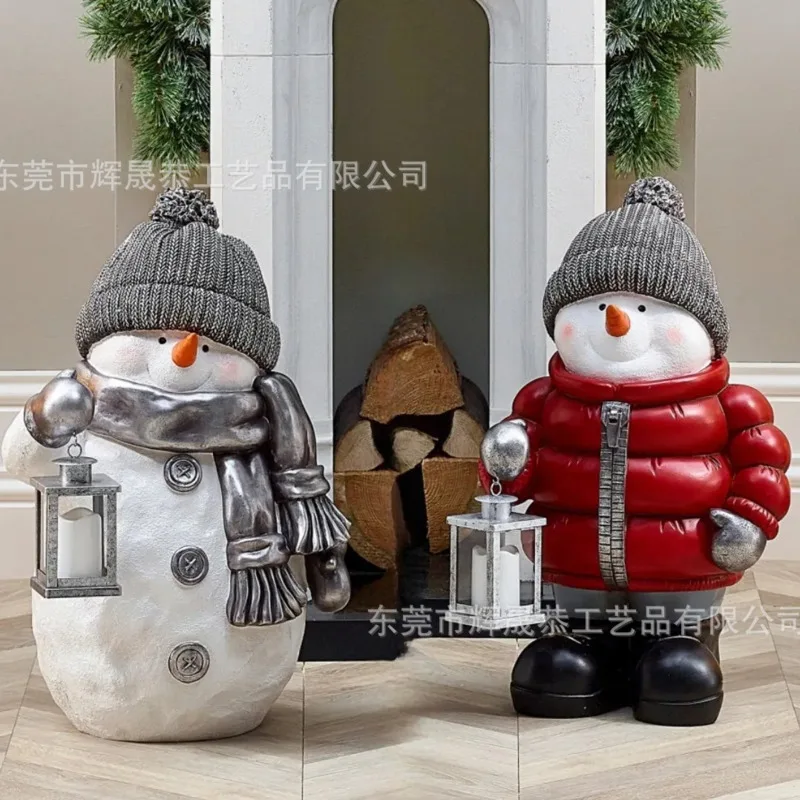 

2024 Snowman Sculpture With Solar Lantern Ornament Christmas Creative Personality Indoor Room Decoration Children Birthday Gift