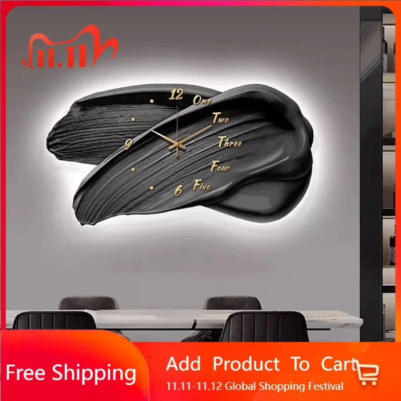 

Светодиодные настенные часы для ресторана, минималистичные креативные бесшумные часы в скандинавском стиле, роскошные украшения для спальни