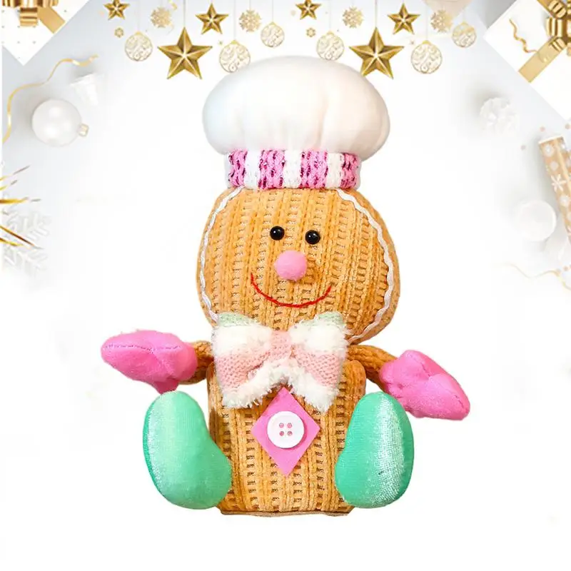 Gingerbread Plush Stuffed Animal Long Lasting Stuffed Animal Gingerbread Man Design Bright Colors Plush Toys For Bookcase