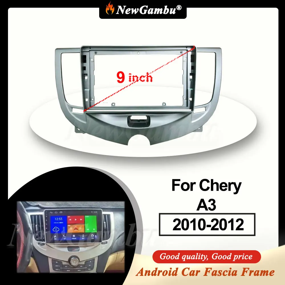 

NewGambu 9 Inch Car Radio Installation ABS PC Plastic Fascia Dashboard Plane Frame For Chery A3 2010-2012