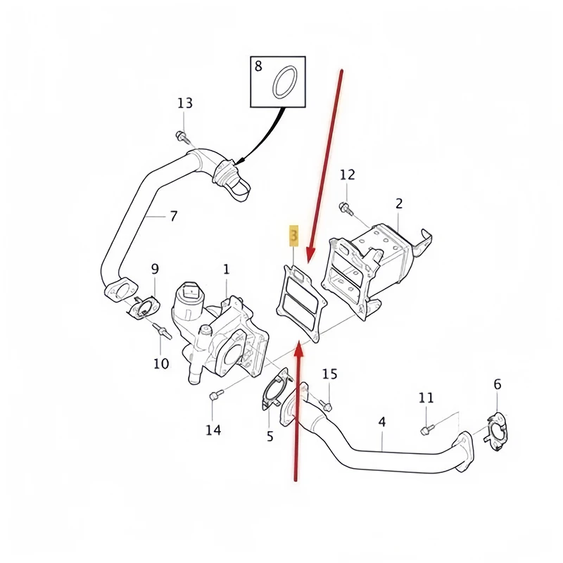 Válvula de recirculação de gás de escape de motor automotivo, junta de vedação de válvula egr para volvo v40 v60 v70 v90 1969cc 1.7 o/e spec, 1 peça