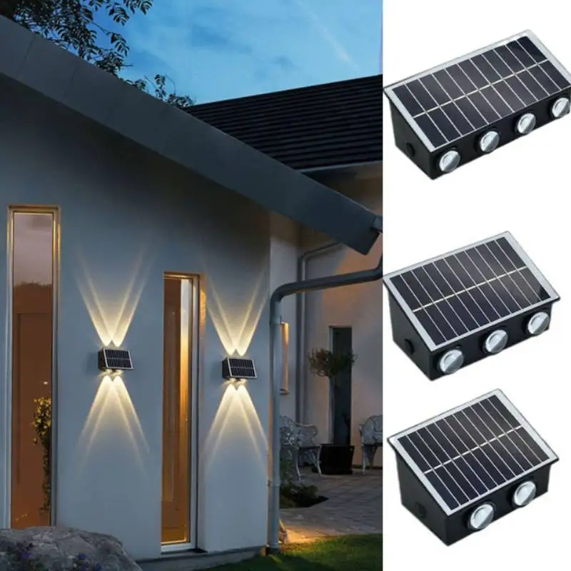 

4/6/8 Outdoor LEDs Solar Wall Lamp Yard Villa Entrance Waterproof Landscape Light Fits Garden Street Night Lighting Decor Lamp