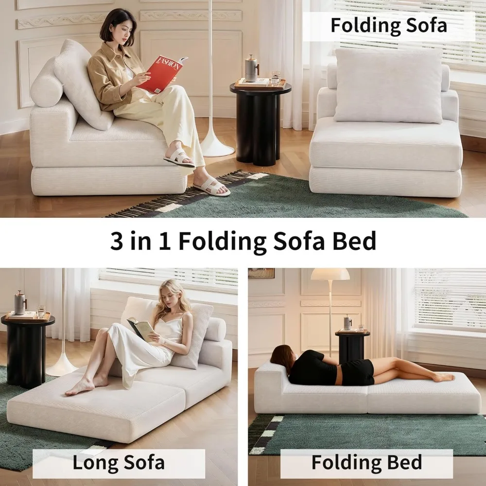 أريكة سرير قابلة للتحويل مع وسائد - أريكة أرضية واحدة مملوءة بالرغوة عالية الكثافة للمساحات الصغيرة