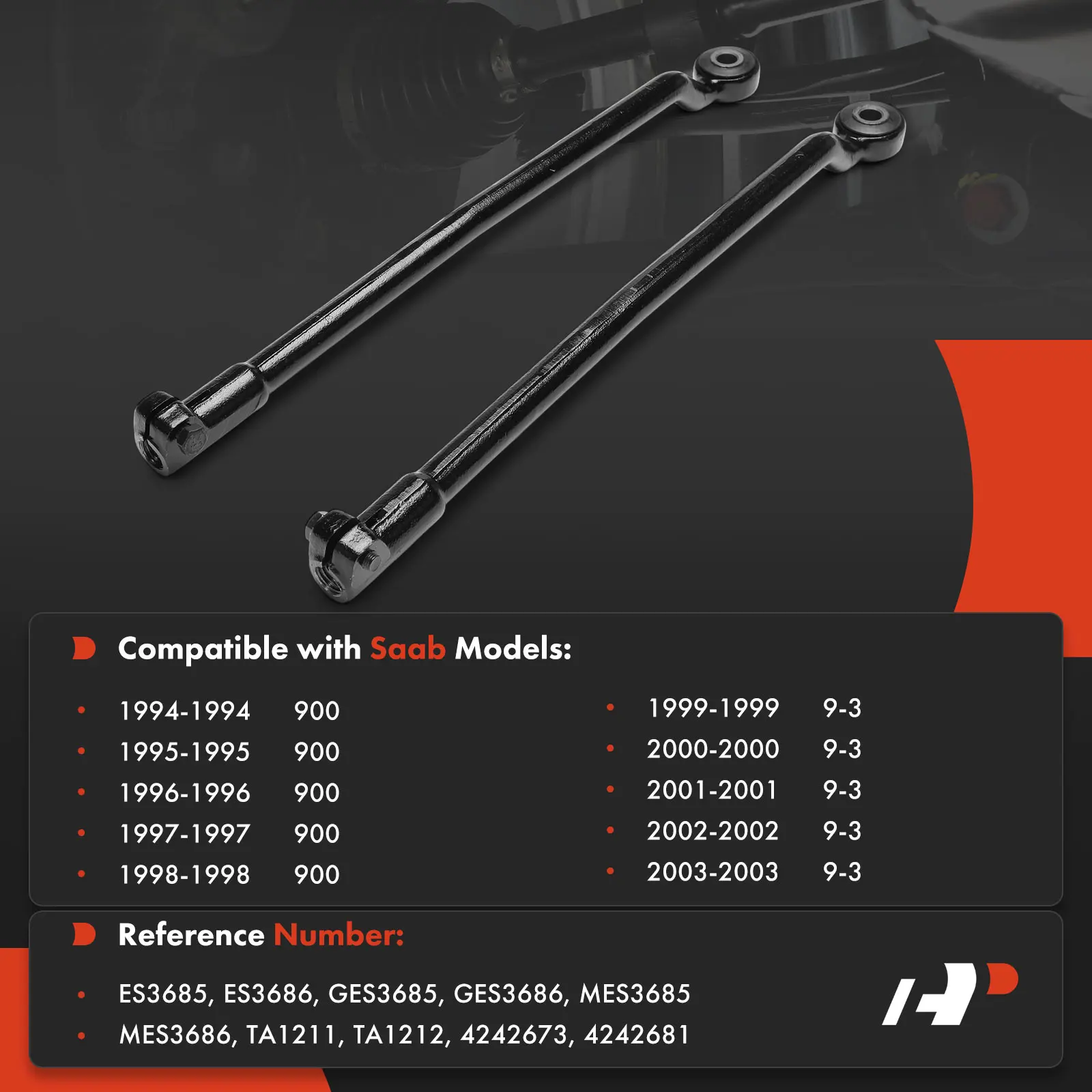 A-Premium 2x Front Left & Right Inner Steering Tie Rod End for Saab 9-3 1999 2000 2001 2002 2003 900 1994 1995 1996 1997 1998