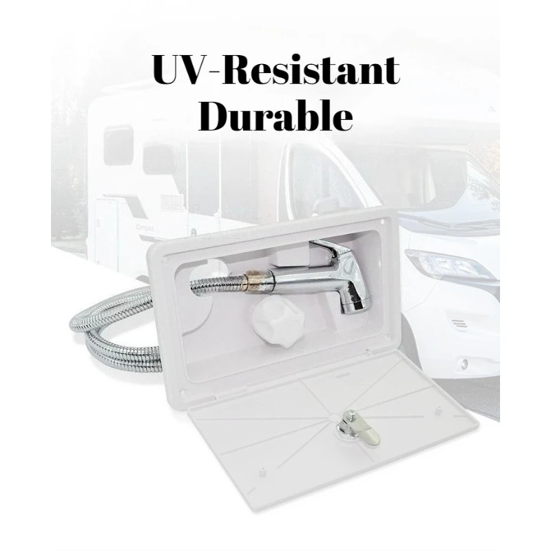 RV Exterior Shower Box Hot & Cold Water Switch Pull-Out Head Built-In Hose Portable Modification Accessory for Outdoor Travel