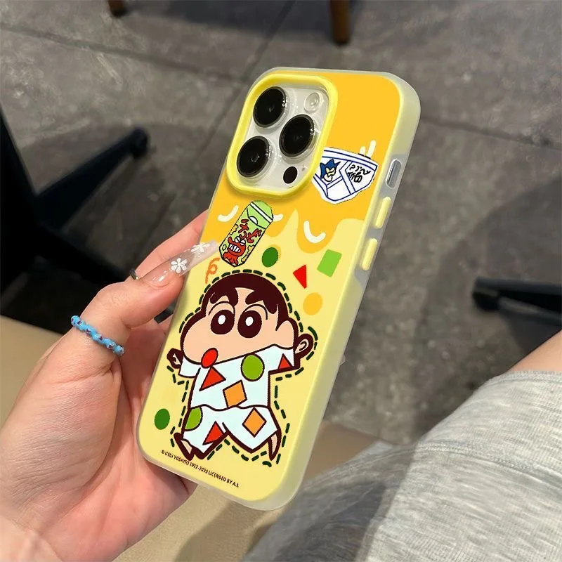 

Anime Cartoon Cute Crayon Shin-chan Phone Case for iPhone 16 15 14 13 12 11 Pro Max Plus Matte skin feel silicone Soft TPU Cover