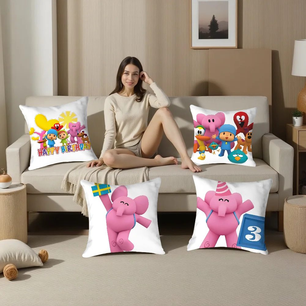 Birthday B-Boy-Girl-Pocoyo Pillow Case Plush Fabric Soft Pillowcase Double Sided Print  Sofa Cushion Cover Throw Pillow Cover