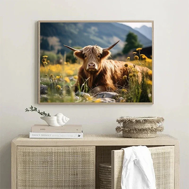 Scottish Highlanders   poster Animal Poster Scottish Cow Canvas Printing Wall  Decoration Hanging Picture Home Room Decor view 2