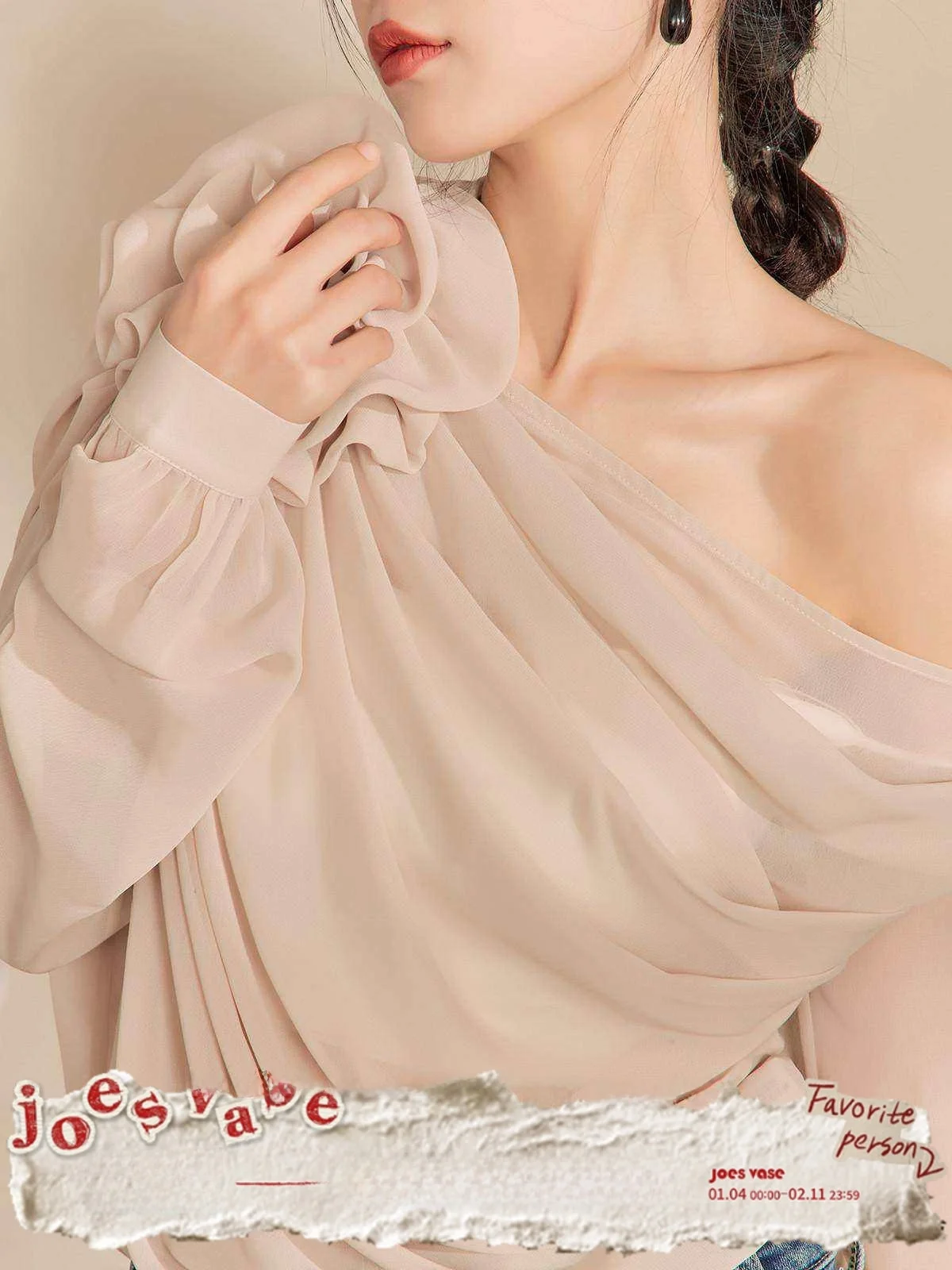 2024 New Women's irt Asymmetrical Design Chiffon Side Ne Design Long Sve Straight Cut Commute Sle Pure Color Casual ...