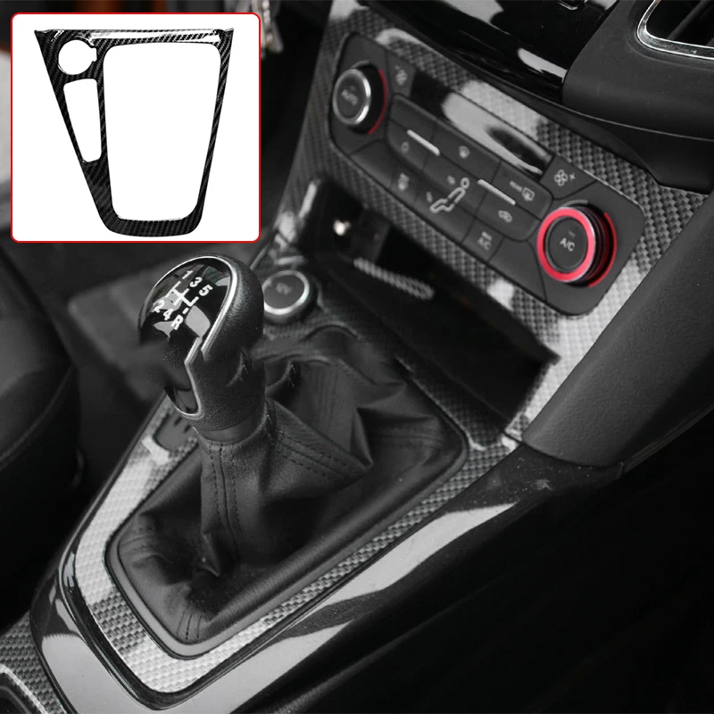 for Ford Focus 2015-2018 MK3 ST Carbon Fiber ABS Inner Center Console Gear Shift Panel Cup Holder Cover Trim LHD