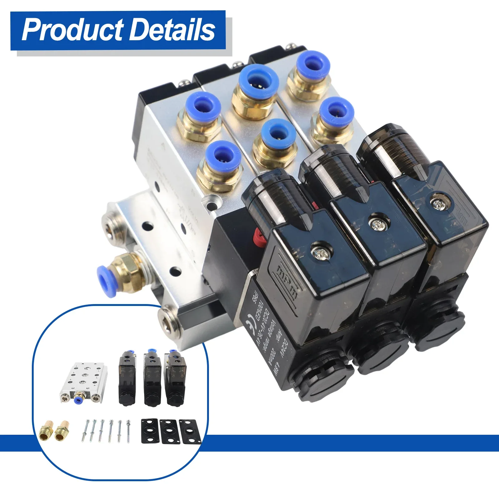 Solenoid Air Valve Model 4V210-08 DC 24V 2/5 Way Pilot Operated Design With Aluminum Housing And Integrated Muffler Assembly