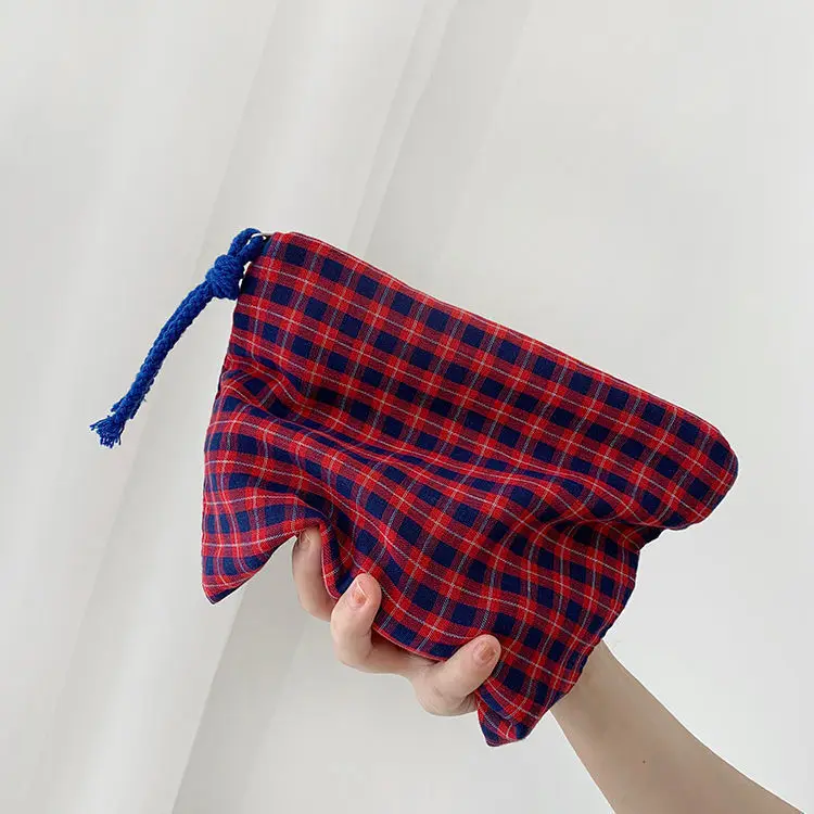 Dziewczyny torba MINI w stylu Vintage Plaid z klapką na co dzień bawełna etui na zamek ptaków krata styl Mori Girl cały mecz małe świeże