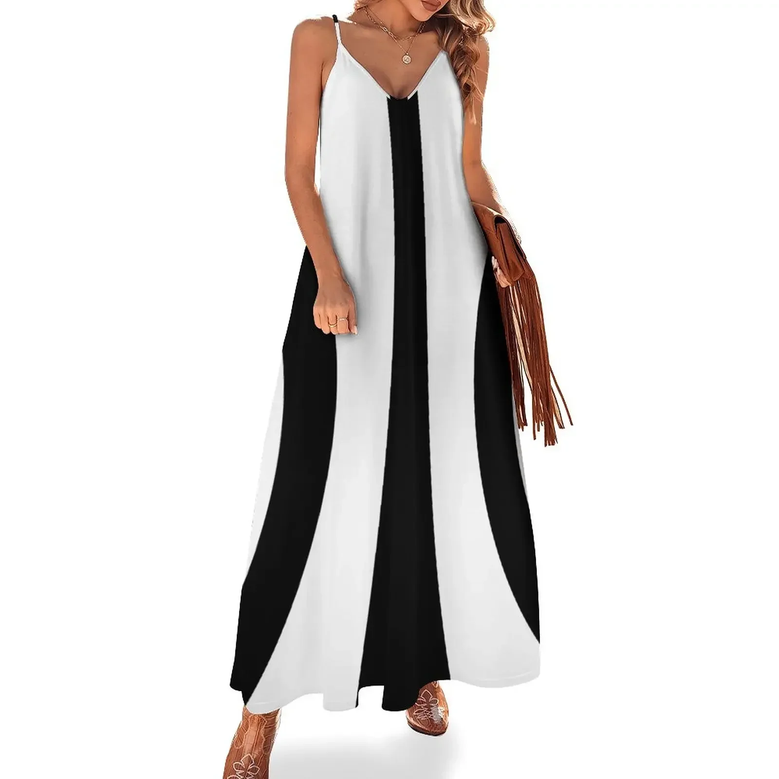 

Black on White Retro Sixties Mod Sleeveless Dress party dresses woman luxury dresses Dress