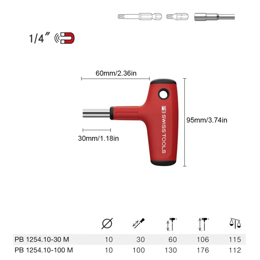 PB SWISS TOOLS Precision Screwdriver Bit Holder 1/4