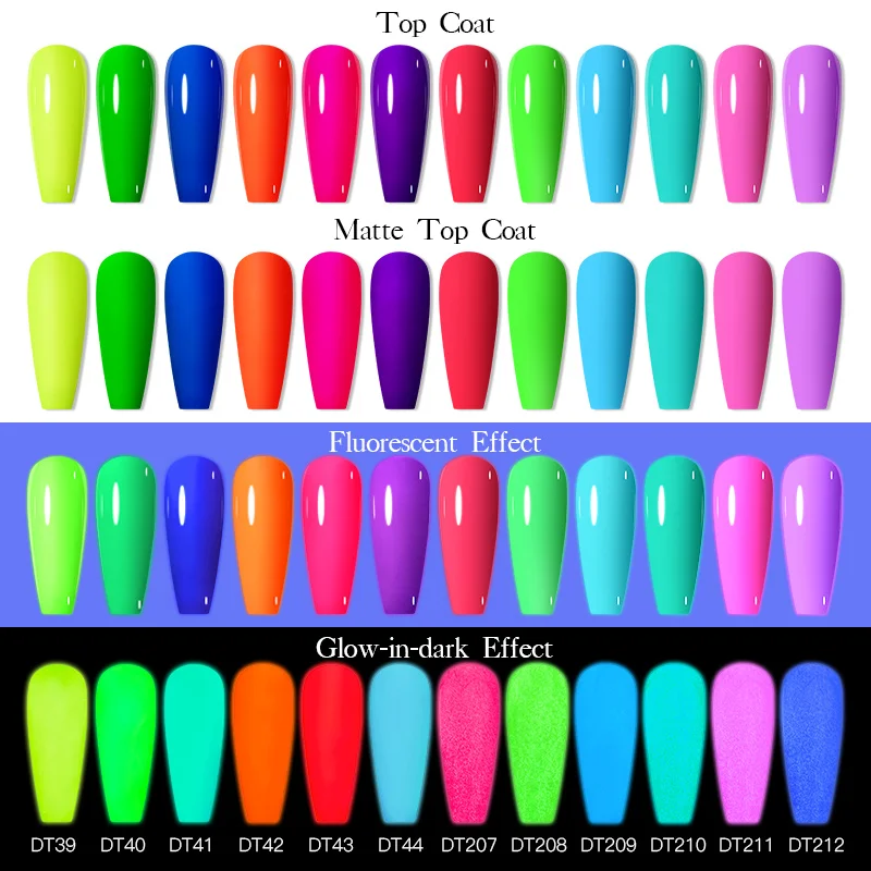 MEET ACROSS 7ml Fluorescent Glow-in-dark Gel Nail Polish 12 Colors Semi Permanent Soak Off UV Luminous Neon Gel Varnish Nail Art