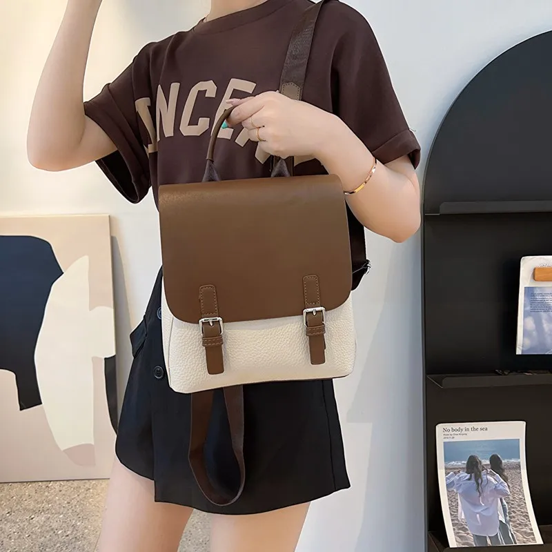 2023 Fashion Women's Bag Simple and Casual Style Large Capacity Backpack Fashion Girl PU Versatile  Youth   Girl   Commuter  Bag