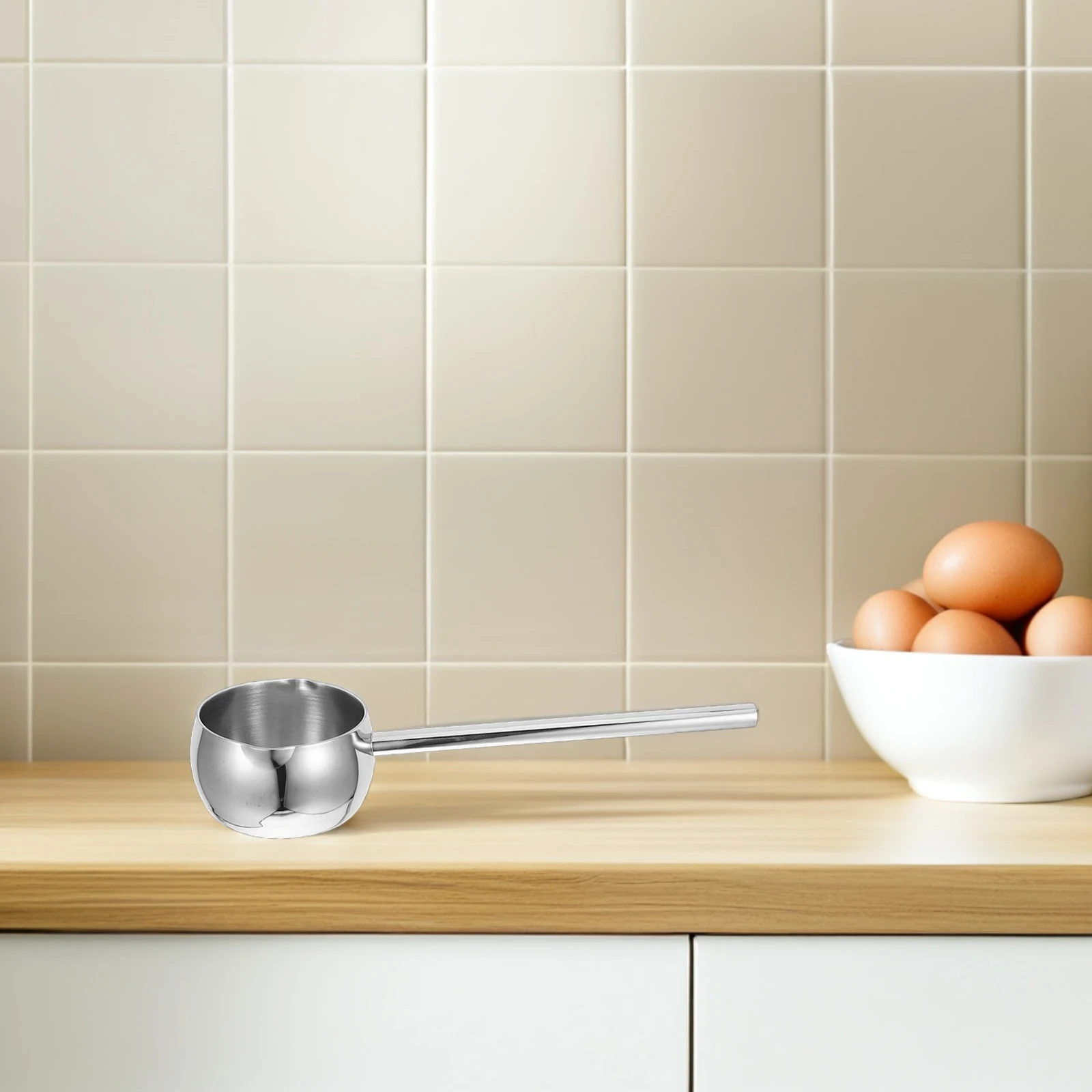 

1pc Oil Splashing Mini Saucepan 304 Stainless Steel Smooth Bottom Ergonomic Handle Manual Oil Pot Small Gravy Ladle