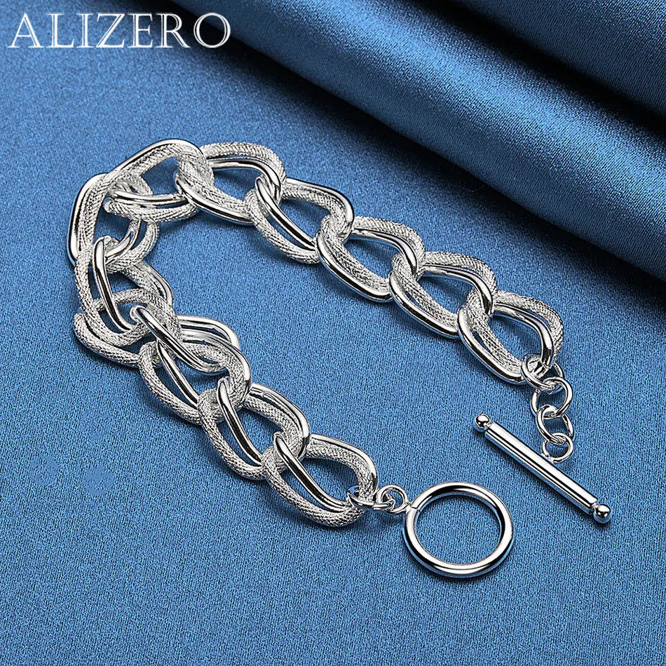 ALIZERO 925 Sterling Silver Bracelets Frosted Geometric Circles Bracelet For Women Men Fashion Wedding Party Gifts Jewelry