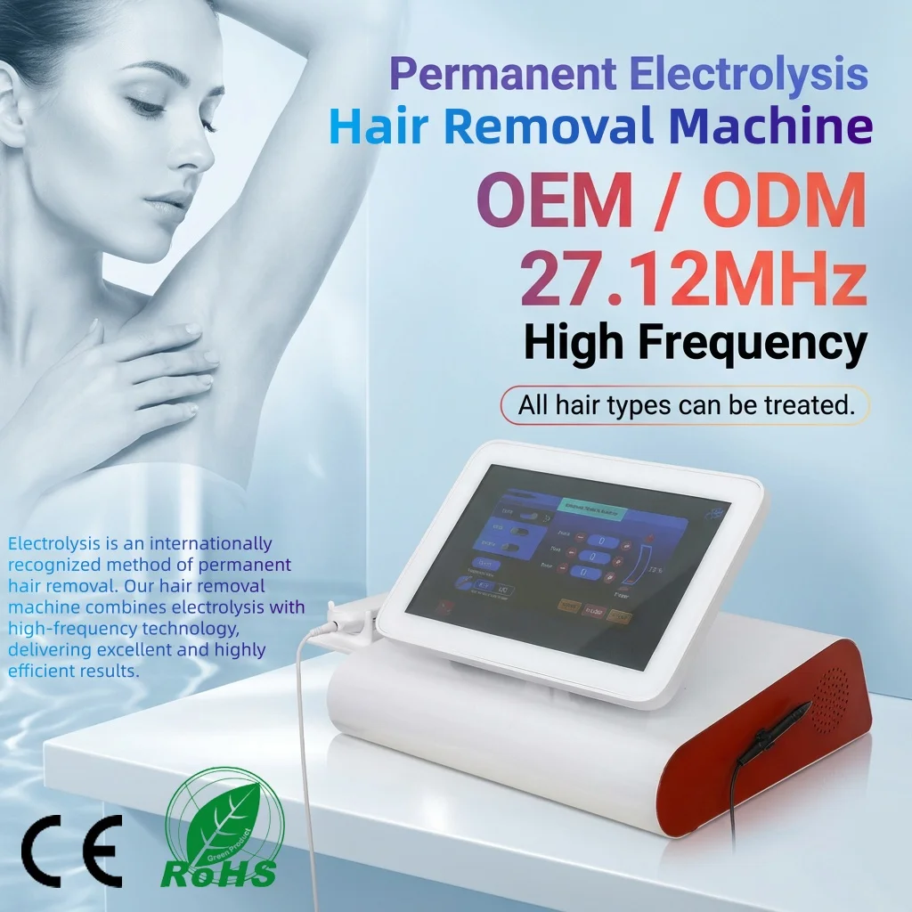 2 IN 1 Permanent Hair Removal Machine for Body Bikini Home Salon 27.12MHz Electrolysis Hair Removal Device with Hot Cold Hammer