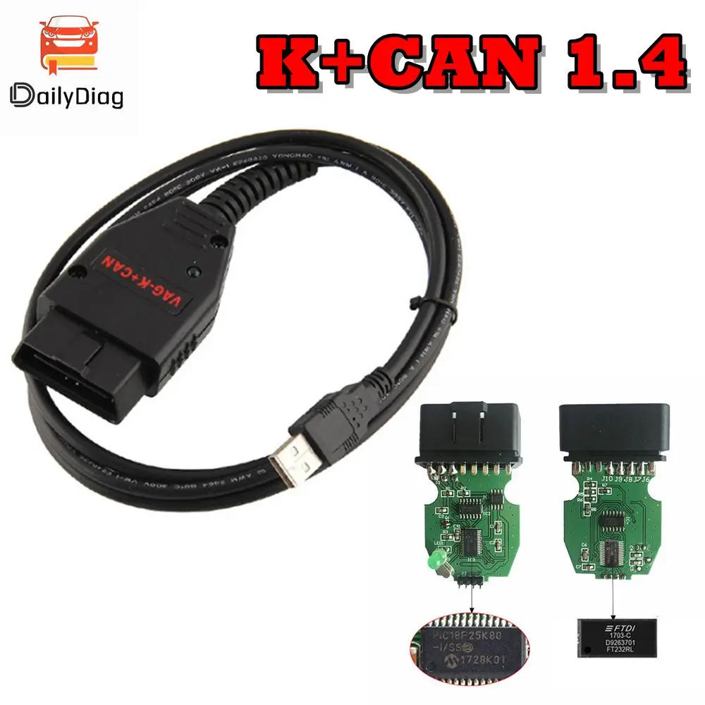 VAG K+CAN Commander 1.4 Full Version Commander PIC18F25K80+FTDI FT232RL Chip OBD2 Scanner Diagnostic Tool for AUDI/VW/Skoda/Seat