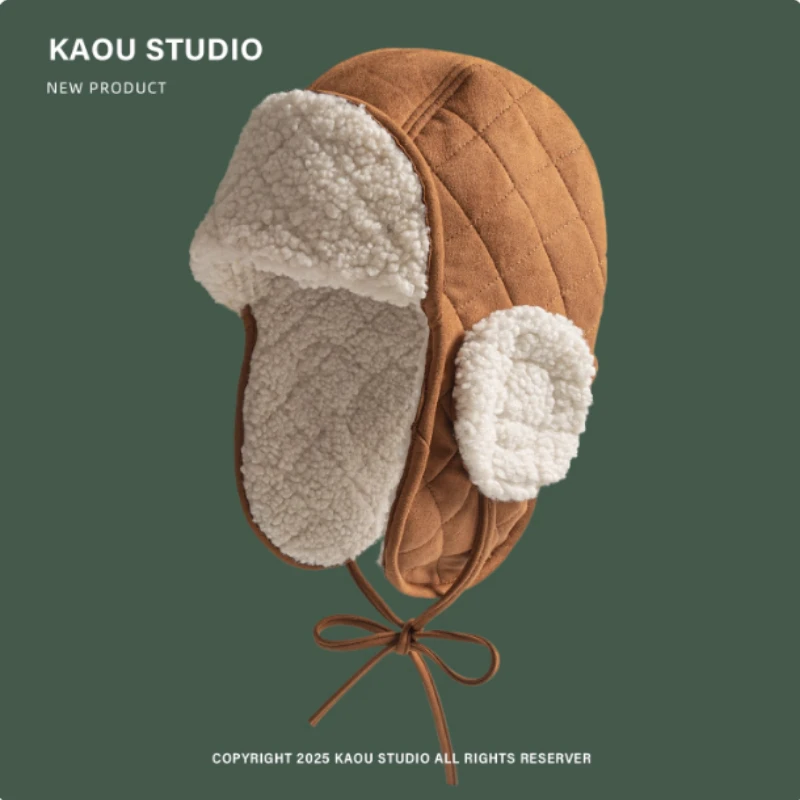 جديد الشتاء الجلد المدبوغ منقوشة أفخم لي فنغ قبعة للرجال والنساء في الهواء الطلق سميكة ركوب حماية الأذن للحفاظ على دفئا منفذها القبعات #1