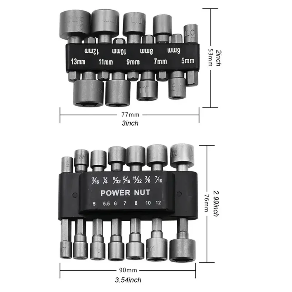 14PCS/9PCS Allen Bit Hex Socket Sleeve Set Nut Driver Bit Set Durability Driver Screwdriver Set Pneumatic Bits Insert Tool Set