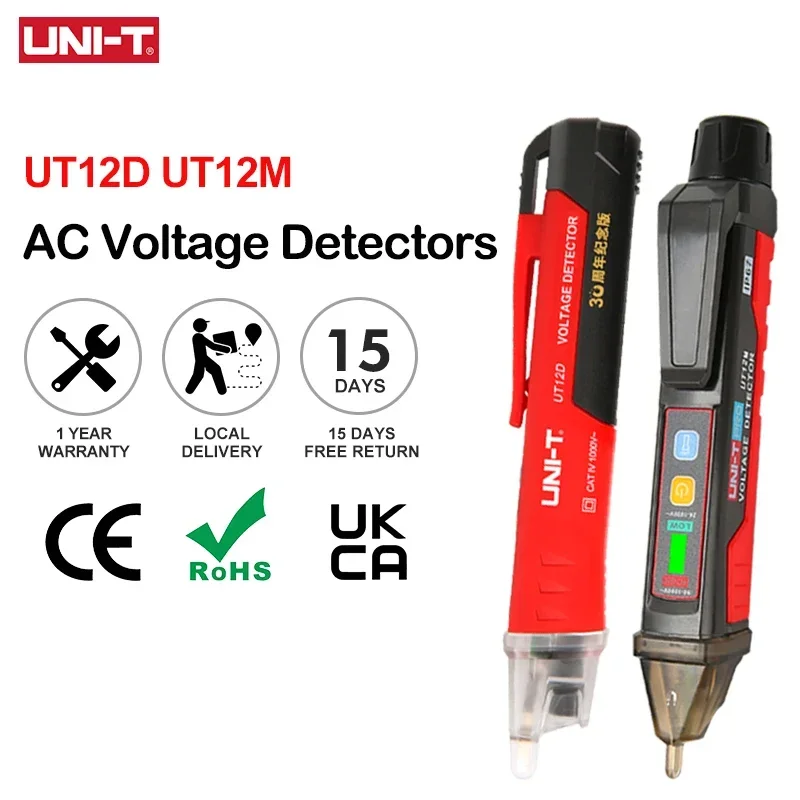 

UNI-T Non-contact AC Voltage Detector UT12D UT12M UT12E 24V-1000V Indicator Pen Electric Pencil Stick Socket Voltmeter Tester